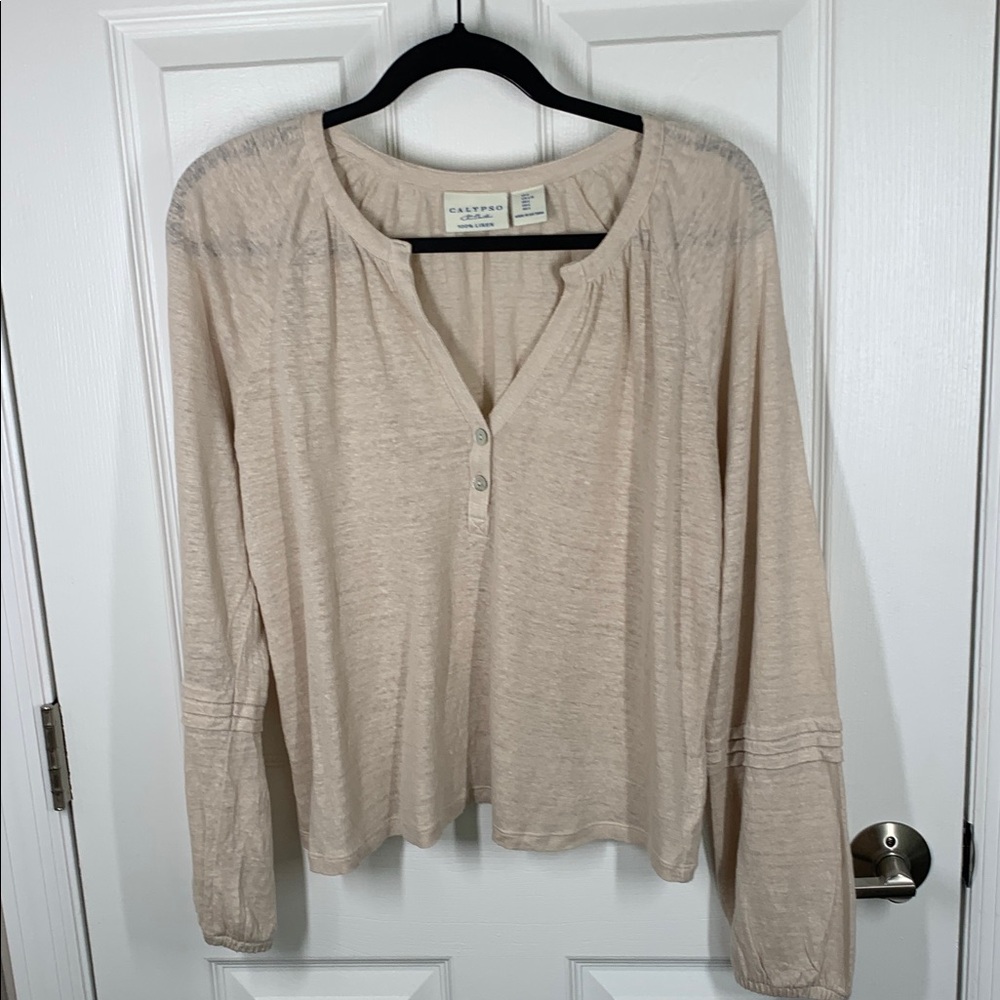 Calypso St Barth tan/natural linen top size large